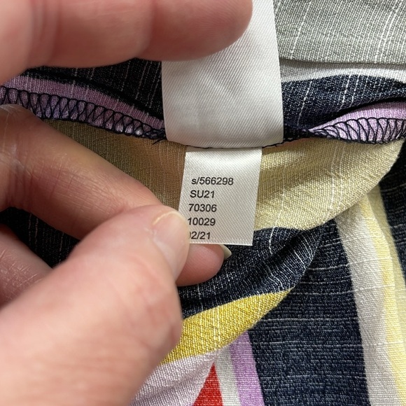 Loft Women's Blue Multicolor Striped Shirred Peplum Cami Tank Top Blouse - Picture 12 of 12